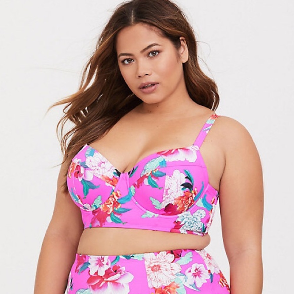 Torrid Neon Floral Bikini Swim Top